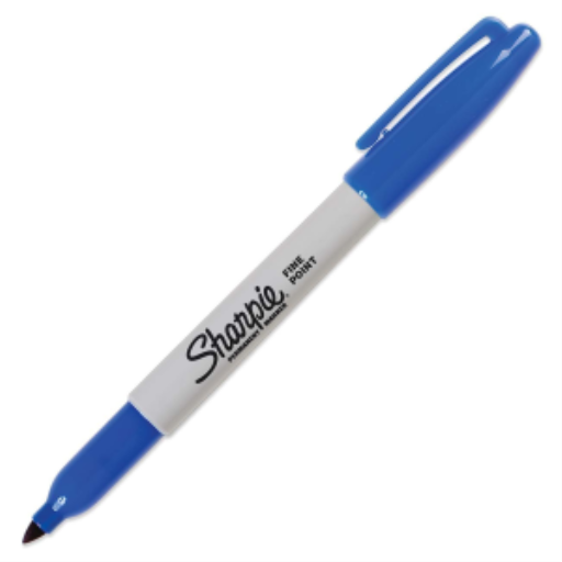 Marqueur permanent Sharpie — pointe fine, bleu, 1 unité