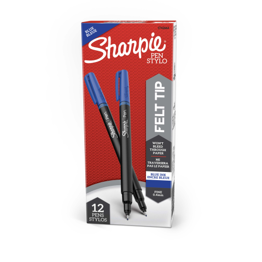 Fineliner Sharpie — pointe fine, 0,4 mm, bleu, 1 unité