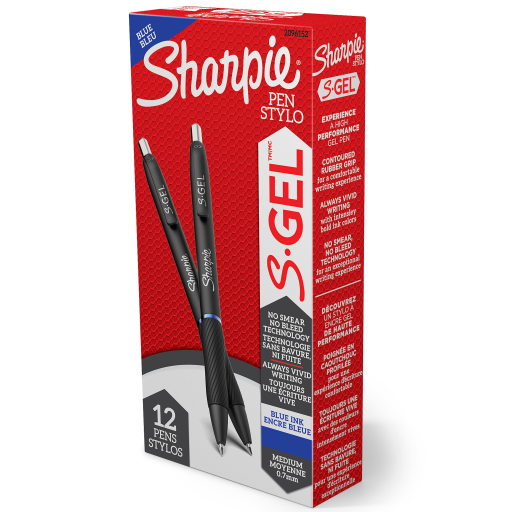 Stylo gel Sharpie S-Gel — pointe moyenne, 0,7 mm, bleu, 1 unité