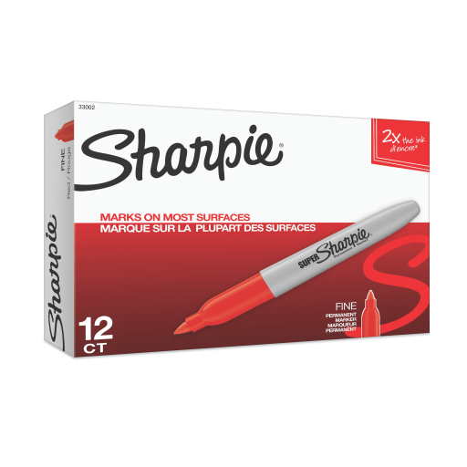 Marqueur permanent Sharpie Super — pointe fine, rouge, 1 unité