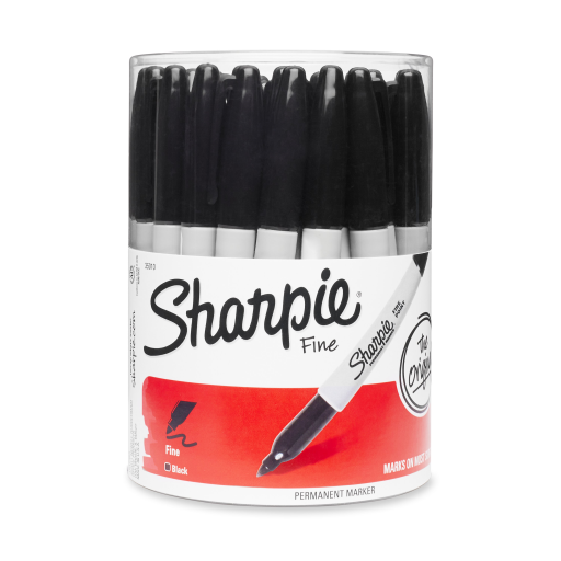 Marqueurs permanents Sharpie — pointe fine, noir, paquet de 36