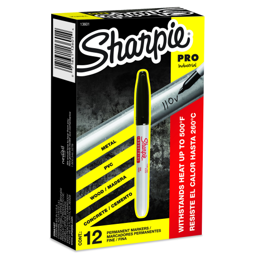 Marqueur permanent industriel Sharpie — pointe fine, noir, 1 unité