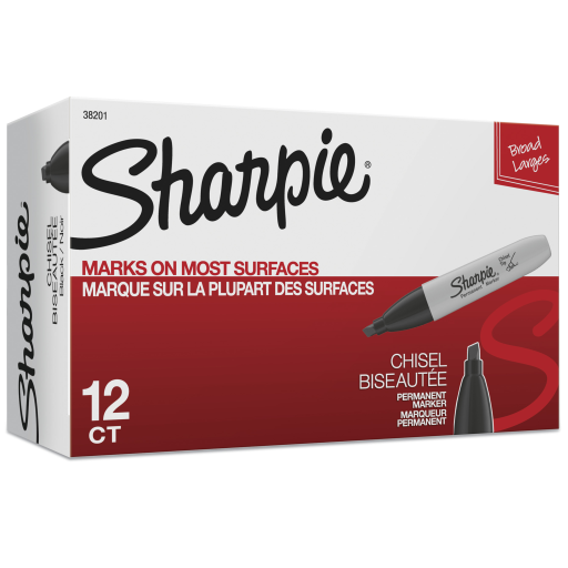Marqueur permanent Sharpie — pointe biseautée, noir, 1 unité