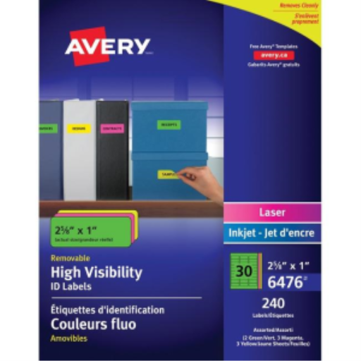 Étiquettes d’identification Avery — 2 5/8 x 1 po, amovible (6476)