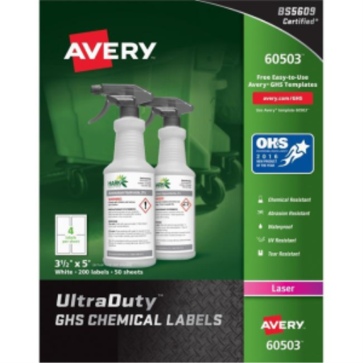 Étiquettes Avery — 50 feuilles, laser, permanent, blanc (60503)