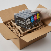 Visual matrix showing the PGI-1200XL ink pack protected in a shipping box, instilling customer confidence.