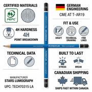 An ecommerce infographic visual matrix for the Staedtler Mars Lumograph 4H pencil, highlighting trust and authority through factual product details and Canadian availability.