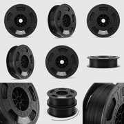 A 3x3 visual matrix on a light gray background, presenting the canonical 3D Nylon Filament spool from nine different, clear, product-focused angles.