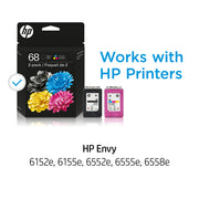 HP Paquet de 2 cartouches d’encre originales 68 – noir et tricolore — image 3