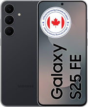 Téléphone Samsung Galaxy S25 FE (Version canadienne et garantie) - Noir Jet, 128 Go, Galaxy AI, Écran AMOLED 2X de 6,7 pouces, 50MP