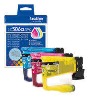 Brother LC506XL3PKS cartouche d'encre 3 pièce(s) Original Rendement élevé (XL) Cyan, Magenta, Jaune — image 1