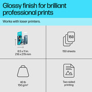 HP Papier professionnel amélioré plié en trois – glacé – 40 lb – 8,5 × 11 po (216 × 279 mm) – 150 feuilles — image 4
