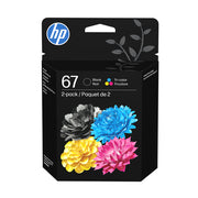 HP Paquet de 2 cartouches d’encre originales 67 – noir et tricolore — image 2
