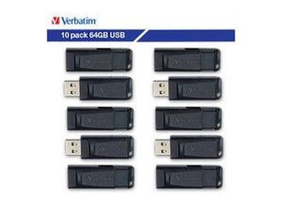 Clé USB Verbatim Store 'n' Go 64 Go - Lot de 10 pour entreprises - Noir