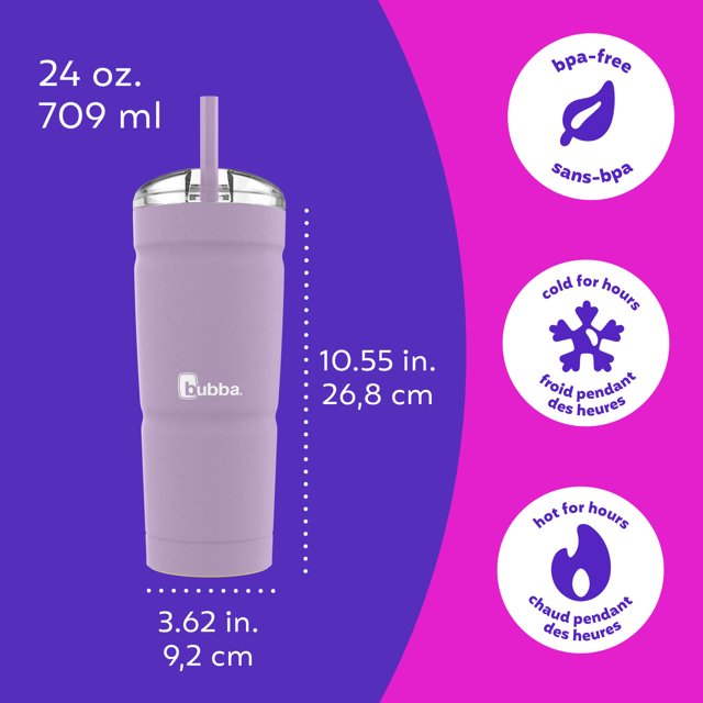 bubba Envy S Stainless Steel Tumbler, 24 oz (709 ml), Straw Lid, Lavender Frost