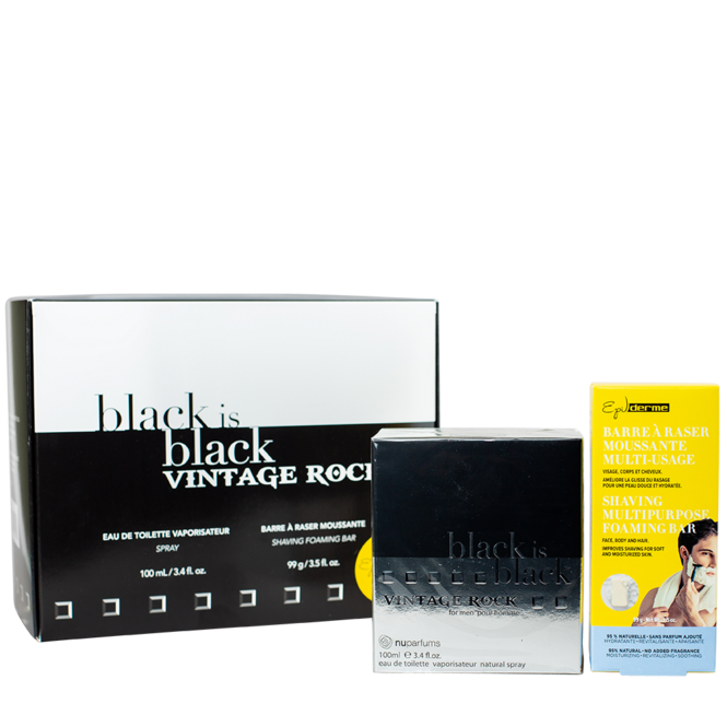 Coffret Vintage Rock & Épilderme Eau de toilette + Barre à raser noir is noir