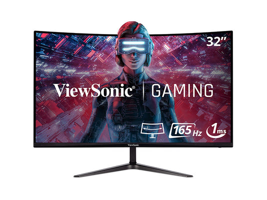Écran de jeu incurvé 32PO 165Hz, résolution 1920 x 1080, temps de réponse de 1ms.
