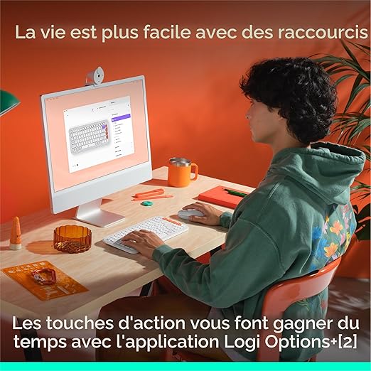 CLAVIER LOGITECH POP ICON KEYS BLANC CASSÉ-ORANGE