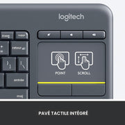 Clavier sans fil tactile Logitech K400 Plus — français