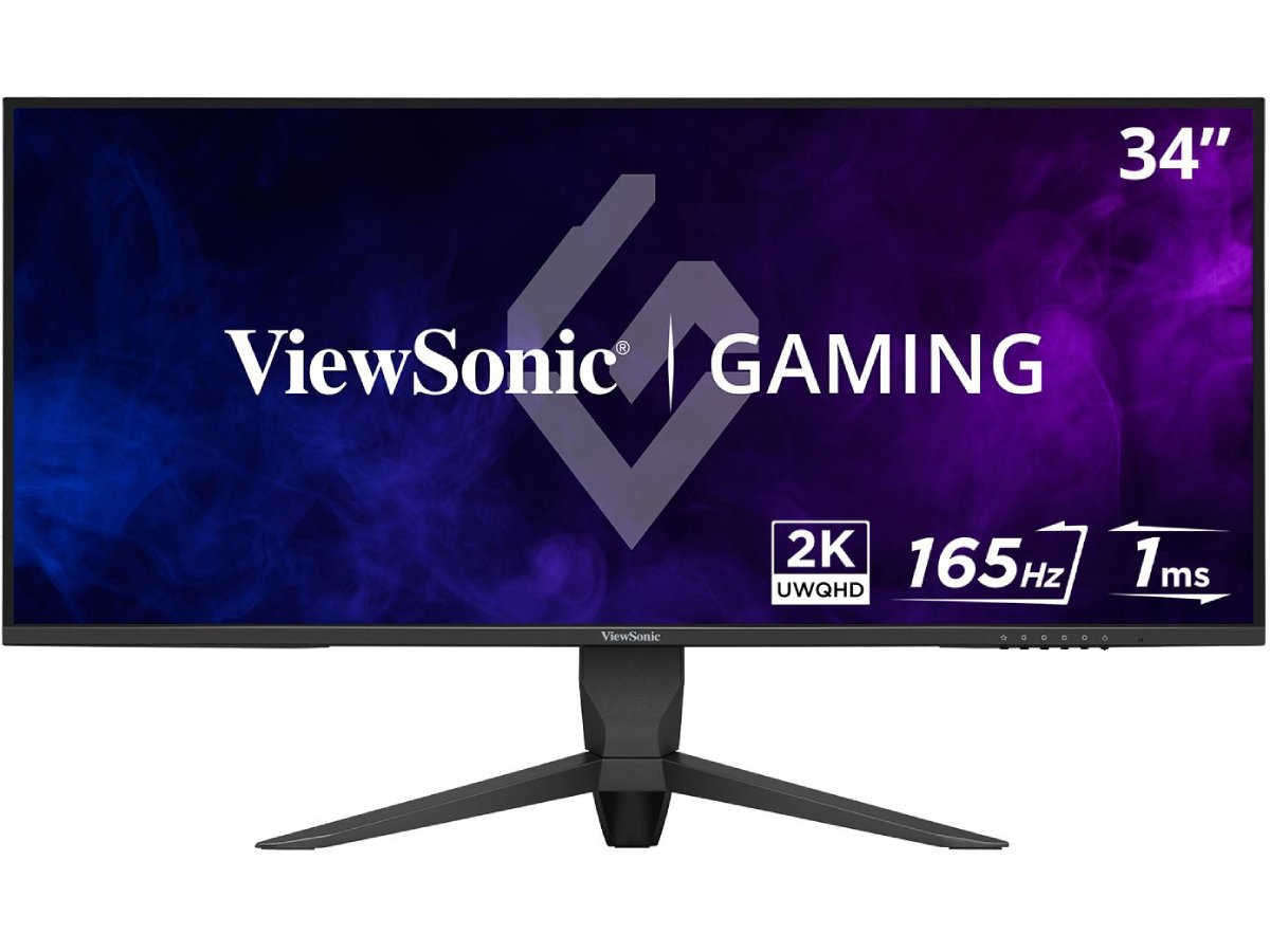 ViewSonic Moniteur de jeu ergonomique 34 pouces 1 ms 165 Hz avec FreeSync Premium, résolution 3440 x 1440.