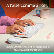 Clavier sans fil Logitech POP Icon Keys — blanc cassé/orange