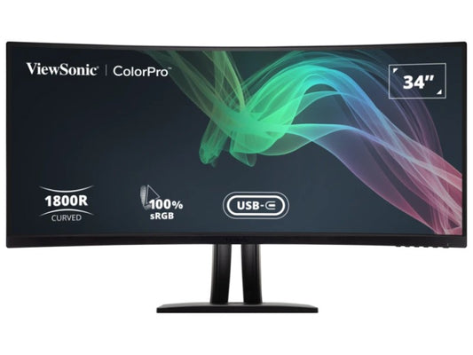 VIEWSONIC MONITEUR CURVÉ COLORPRO 34 PO 21:9 UWQHD AVEC 75HZ, FREESYNC, USB C 100W, RJ45 ET SRGB, RÉSOLUTION 3440 X 1440.