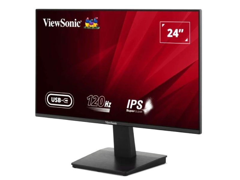 ViewSonic Moniteur 24 pouces 1080p 120Hz avec taux de rafraîchissement variable, HDMI, VGA et USB-C.