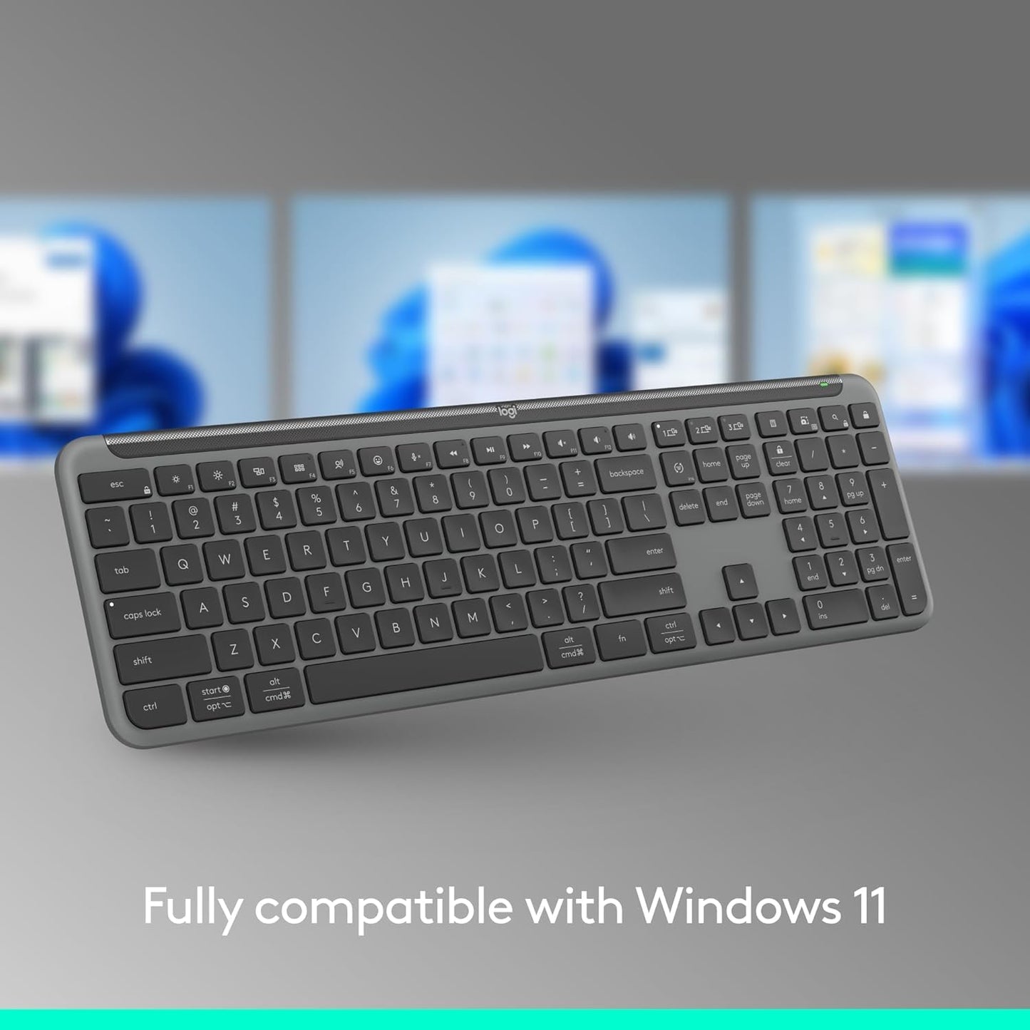 Logitech Signature Slim K950, clavier sans fil avec design élégant, changement de frappe entre les appareils, frappe silencieuse, Bluetooth, multi-OS, Windows, Mac, Chrome - Graphite