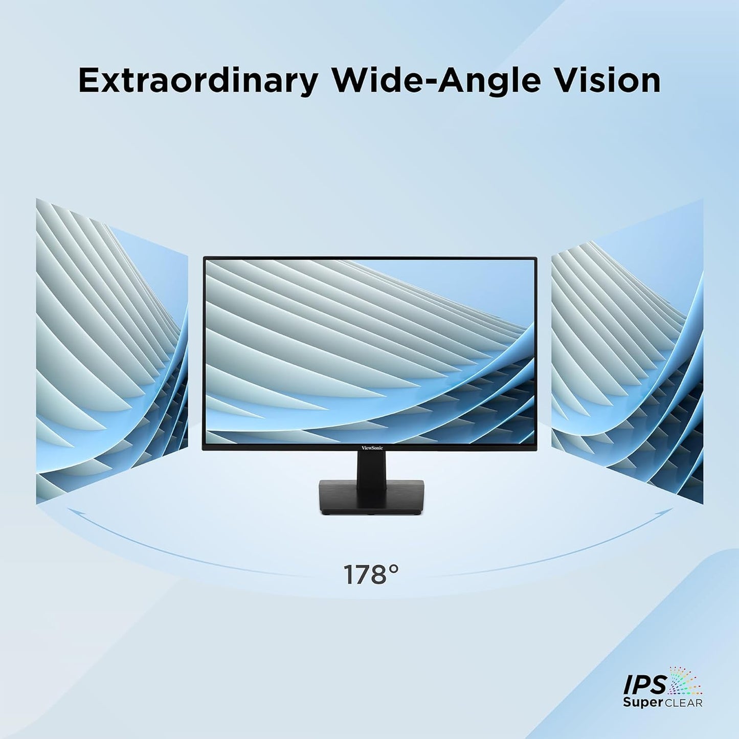 ViewSonic Moniteur ergonomique 27 pouces 1080p 120Hz avec taux de rafraîchissement variable, HDMI et VGA.