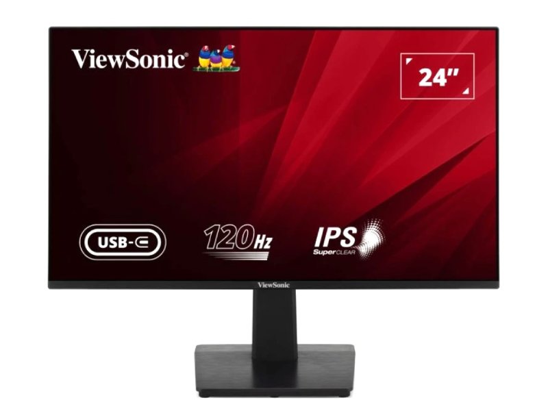 ViewSonic Moniteur 24 pouces 1080p 120Hz avec taux de rafraîchissement variable, HDMI, VGA et USB-C.