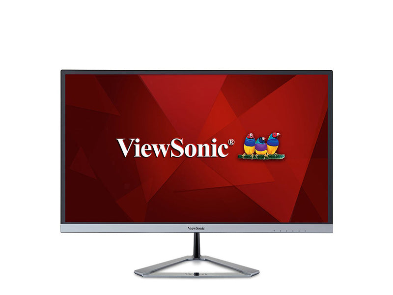 ViewSonic Moniteur ultra-fin Full HD 24 pouces, technologie de panneau IPS SuperClear, entrées polyvalentes HDMI, DisplayPort et VGA, haut-parleurs intégrés doubles.
