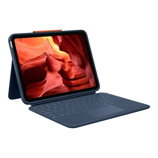 Étui clavier Logitech Rugged Combo 4 Touch pour iPad 10e génération — bleu