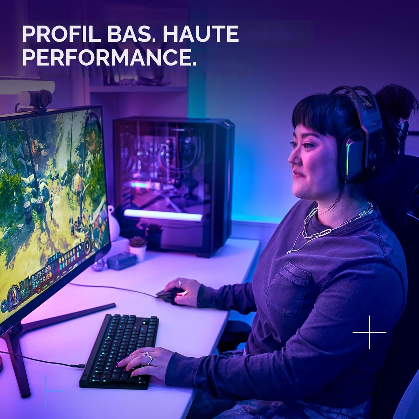 Logitech Gaming 515 TKL Clavier de jeu filaire à profil bas, RVB entièrement personnalisable, touches PBT à double tir, commutateurs tactiles/marron – Noir