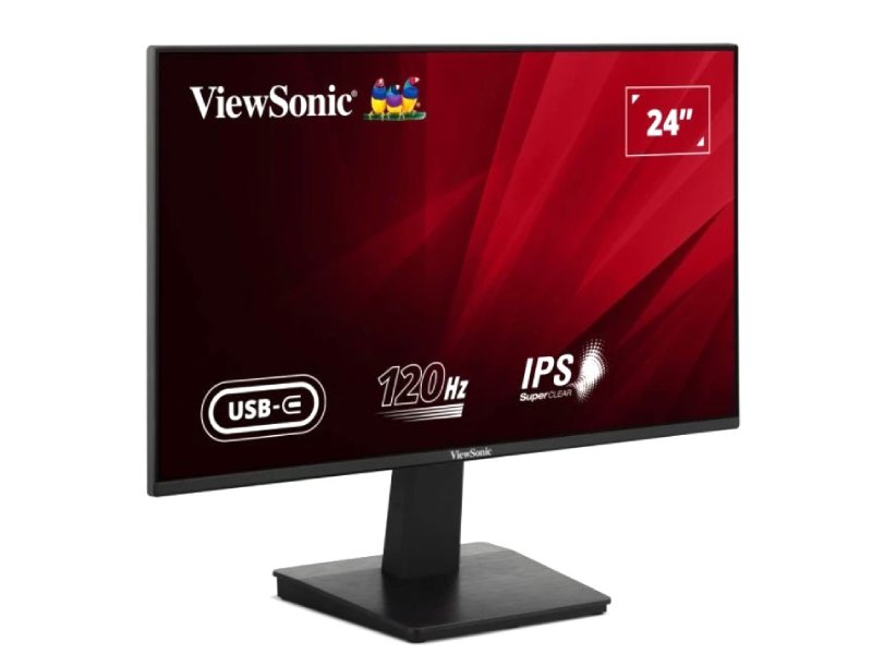 ViewSonic Moniteur 24 pouces 1080p 120Hz avec taux de rafraîchissement variable, HDMI, VGA et USB-C.