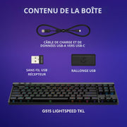 Clavier de gaming Logitech G515 TKL LIGHTSPEED — tactile, noir