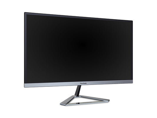 ViewSonic Moniteur ultra-fin Full HD 24 pouces, technologie de panneau IPS SuperClear, entrées polyvalentes HDMI, DisplayPort et VGA, haut-parleurs intégrés doubles.