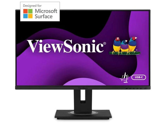 ViewSonic Moniteur Surface ergonomique IPS de 27 pouces avec USB-C, résolution 1920 x 1080.