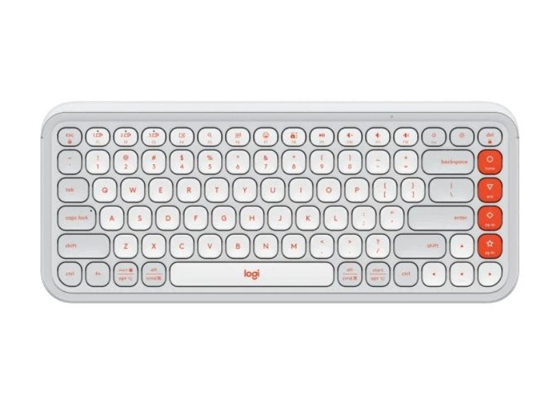 Clavier sans fil Logitech POP Icon Keys — blanc cassé/orange