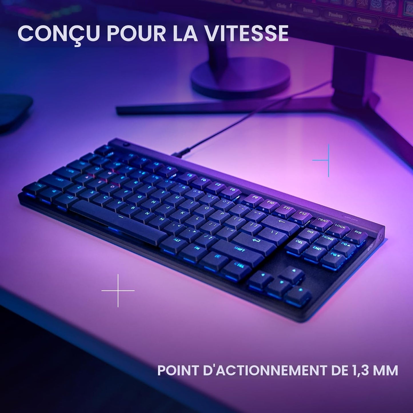 Logitech Gaming 515 TKL Clavier de jeu filaire à profil bas, RVB entièrement personnalisable, touches PBT à double tir, commutateurs tactiles/marron – Noir