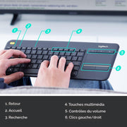 Clavier sans fil tactile Logitech K400 Plus — français