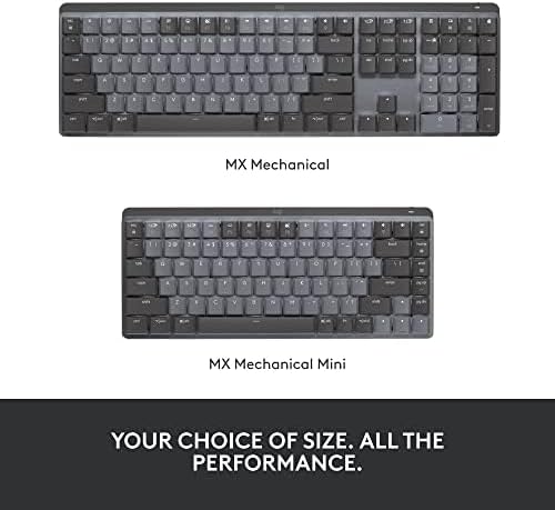 Logitech MX Mini Clavier Mécanique Lumineux Sans Fil Clic Interrupteurs Rétroéclairés Bluetooth USB-C MacOS Windows Linux iOS Android Métal Graphite