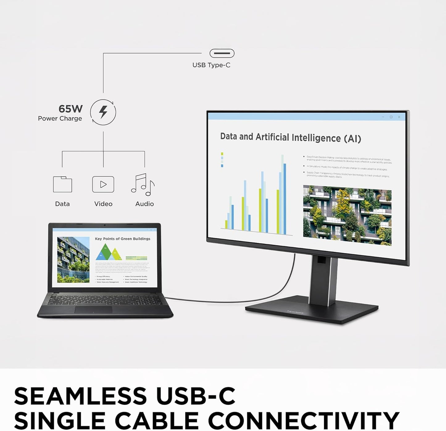 ViewSonic VG2752-2K Moniteur ergonomique IPS 1440p 27" avec inclinaison, pivotant, pivot, réglage de la hauteur, 100 Hz, concentrateur USB 5 ports, HDMI, DisplayPort, et entrées USB C 65 W