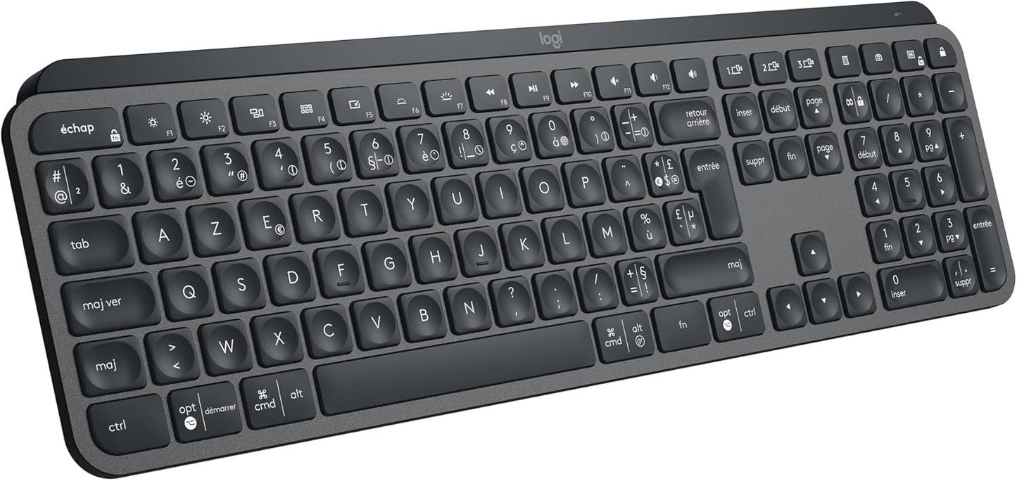 Logitech MX Keys S Clavier Sans Fil Rechargeable USB C, Clavier Silencieux, Plat, Rétroéclairé, Touches Ergonomiques et Programmables, Bluetooth, Windows PC, Linux, Chrome, Mac
