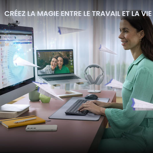 Logitech Signature Slim K950, clavier sans fil avec design élégant, changement de frappe entre les appareils, frappe silencieuse, Bluetooth, multi-OS, Windows, Mac, Chrome - Graphite