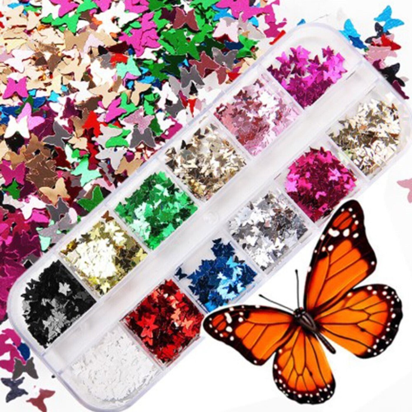 Boîtier fantaisies de papillons métalliques