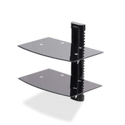 Étagère audiovisuelle murale double StarTech.com – Hauteur réglable, verre trempé