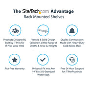 Étagère pour rack StarTech.com CABSHELFV 2U – 22,6 kg
