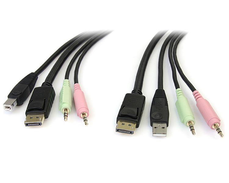 Câble StarTech.com DP4N1USB6 DisplayPort, USB A, 2 x 3,5 mm vers DisplayPort, USB B, 2 x 3,5 mm – 1,829 m