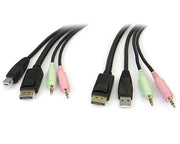 Câble StarTech.com DP4N1USB6 DisplayPort, USB A, 2 x 3,5 mm vers DisplayPort, USB B, 2 x 3,5 mm – 1,829 m