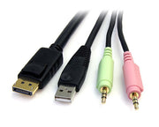 Câble StarTech.com DP4N1USB6 DisplayPort, USB A, 2 x 3,5 mm vers DisplayPort, USB B, 2 x 3,5 mm – 1,829 m